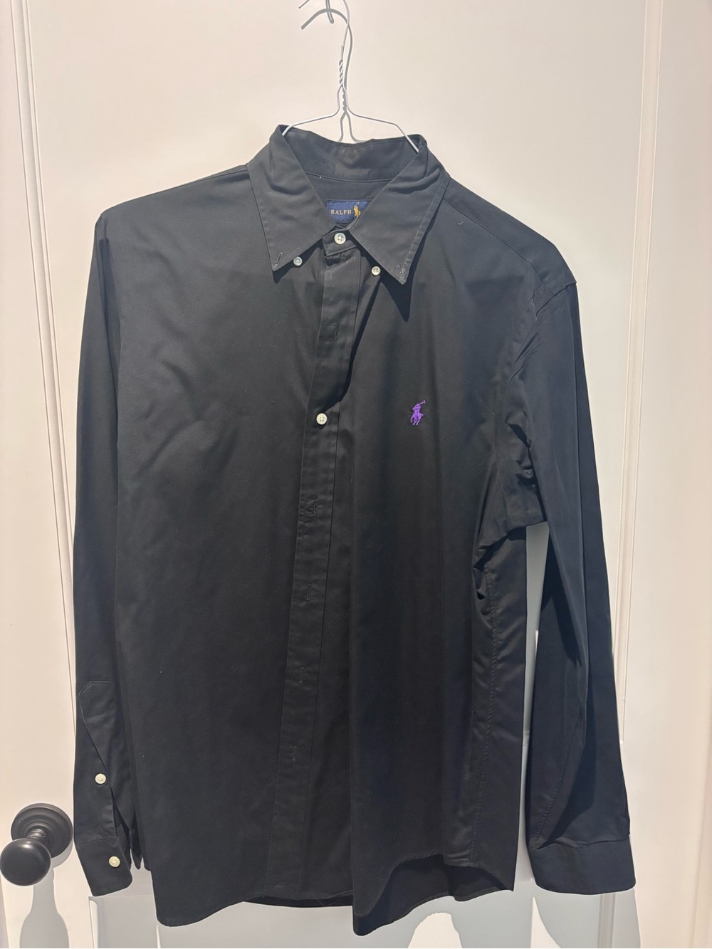 Ralph Lauren Black Dress Shirt with Purple Pony